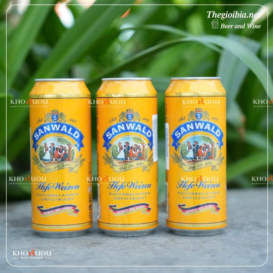 Bia Đức Sanwald Hefe Weizen 4,9% - Thùng 24 lon 500ml